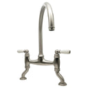 Bidbury & Co. Moreton C-Spout Traditional Bridge Tap with Porcelain Handles Pewter