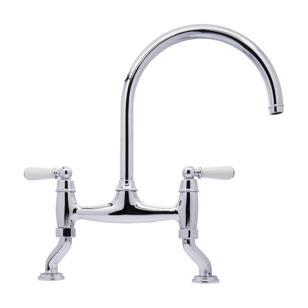 Bidbury & Co. Moreton C-Spout Traditional Bridge Tap with Porcelain Handles Right View