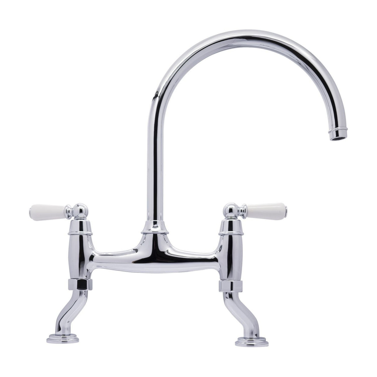 Bidbury & Co. Moreton C-Spout Traditional Bridge Tap with Porcelain Handles Right View