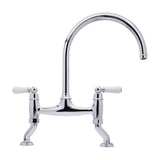 Bidbury & Co. Moreton C-Spout Traditional Bridge Tap with Porcelain Handles Right View