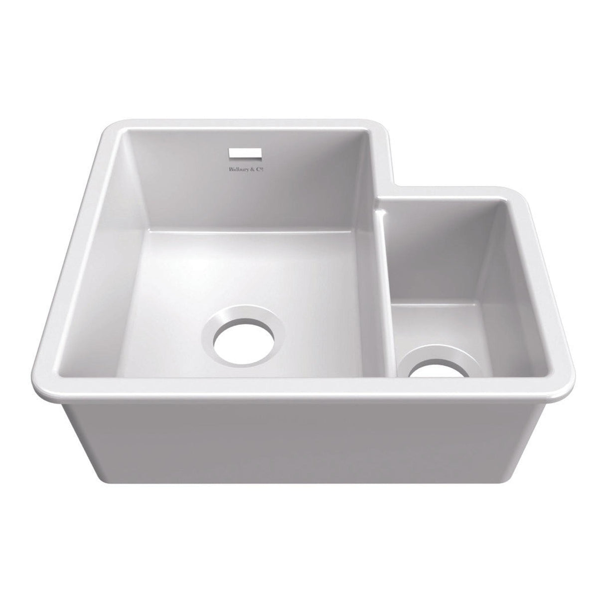Bidbury & Co. Ryeford Undermount Inset Mount One and Half Bowl Kitchen Sink For 600mm Cabinet in Ceramic White