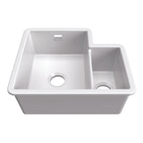Bidbury & Co. Ryeford Undermount Inset Mount One and Half Bowl Kitchen Sink For 600mm Cabinet in Ceramic White