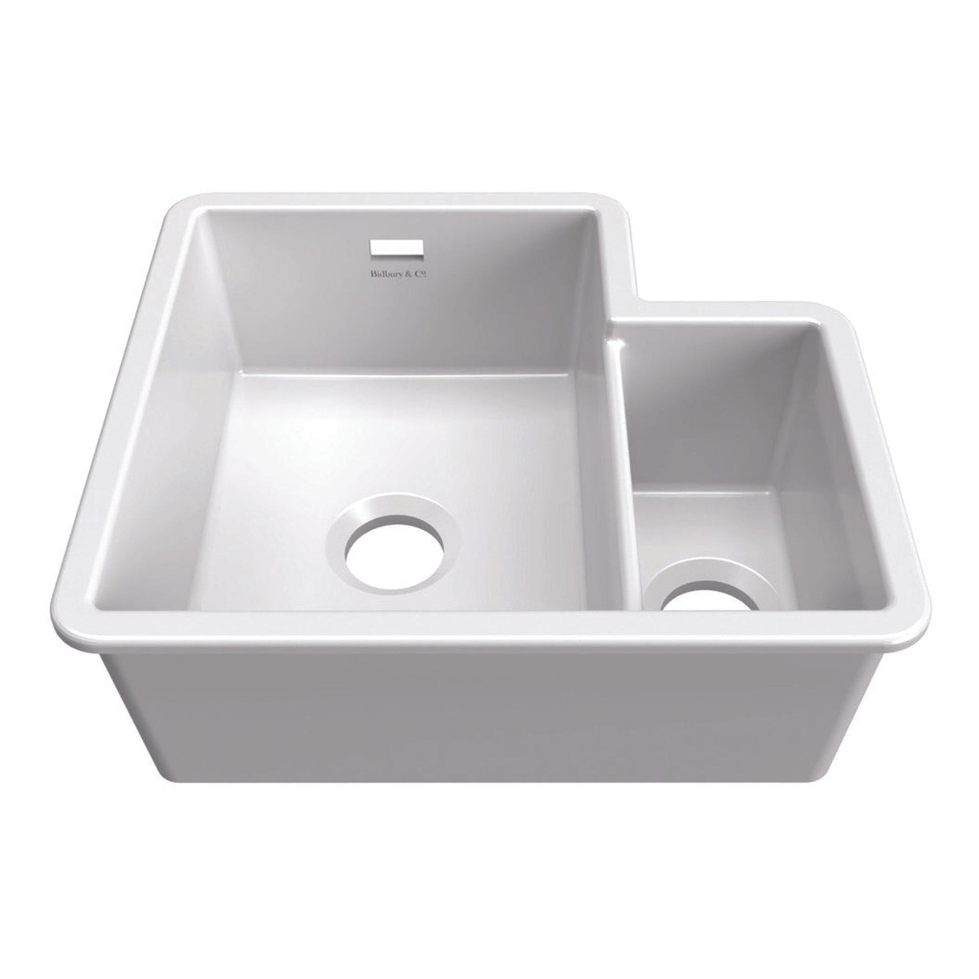 Bidbury & Co. Ryeford Undermount Inset Mount One and Half Bowl Kitchen Sink For 600mm Cabinet in Ceramic White 56563732