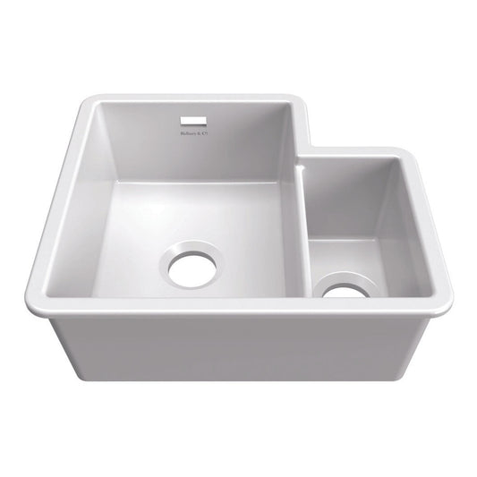 Bidbury & Co. Ryeford Undermount Inset Mount One and Half Bowl Kitchen Sink For 600mm Cabinet in Ceramic White 56563732
