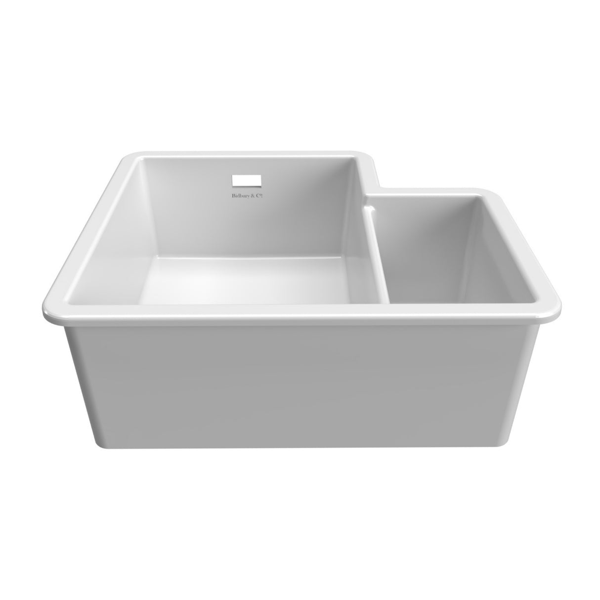 Bidbury & Co. Ryeford Undermount Inset Mount One and Half Bowl Kitchen Sink For 600mm Cabinet in Ceramic White Front