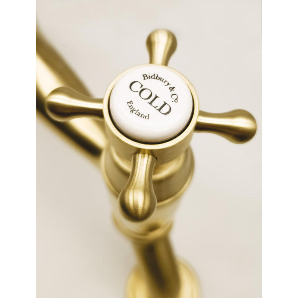 Bidbury & Co. Sherbourne C-Spout Crosshead Handles Traditional Bridge Tap Old English Brass 57865840 1