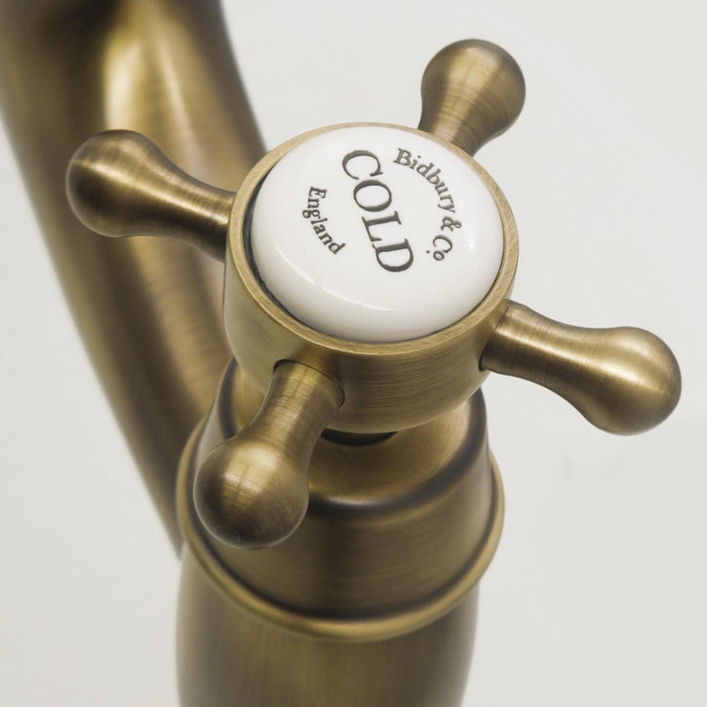 Bidbury & Co. Sherbourne C-Spout Crosshead Handles Traditional Bridge Tap Patinated Brass 57865640 1