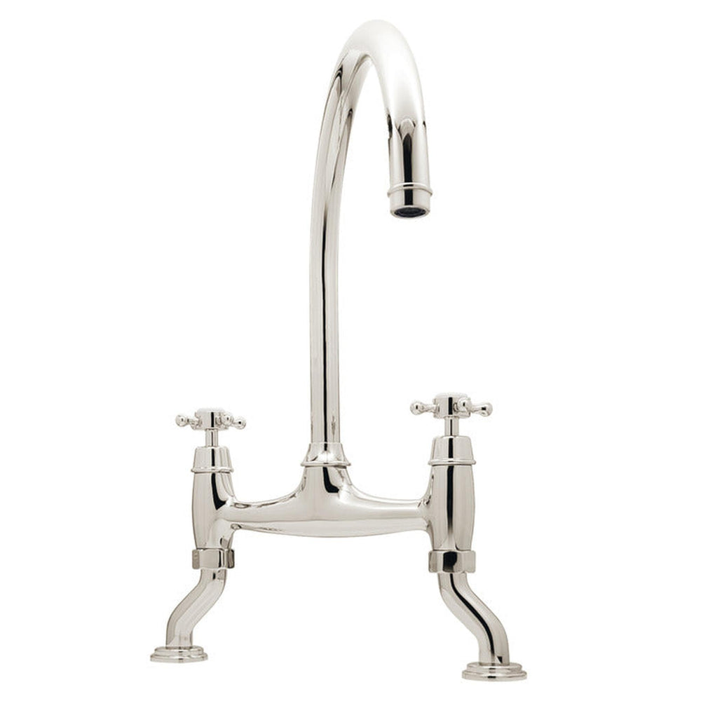 Bidbury & Co. Sherbourne C-Spout Crosshead Handles Traditional Bridge Tap Polished Nickel 57865740