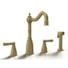 Bidbury & Co. Stockwell Country Style Spout 4-Hole Mixer Tap with Metal Lever Handles and Pull Out SprayOld English Brass 57866860