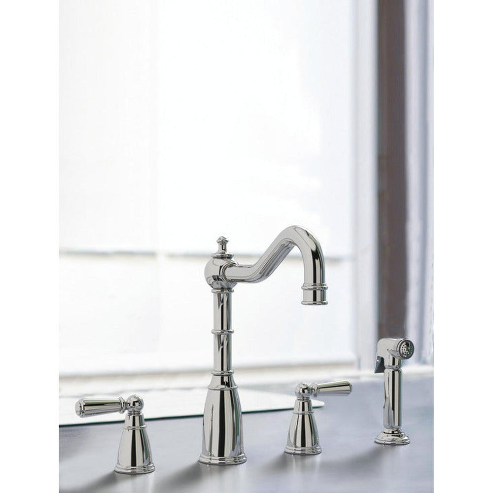 Bidbury & Co. Stockwell Country Style Spout 4-Hole Mixer Tap with Metal Lever Handles and Pull Out Spray Polished Chrome 57866260 Lifestyle