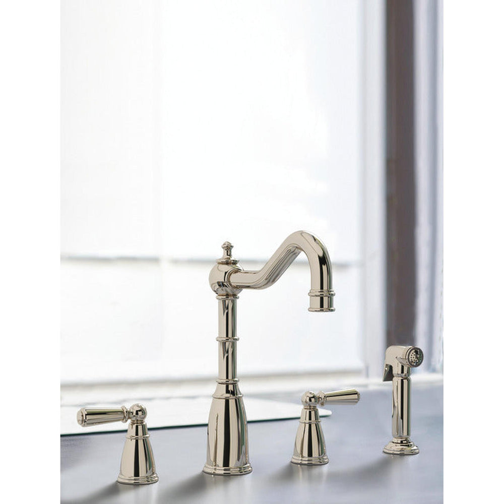 Bidbury & Co. Stockwell Country Style Spout 4-Hole Mixer Tap with Metal Lever Handles and Pull Out Spray Polished Nickel 57866760 Lifestyle