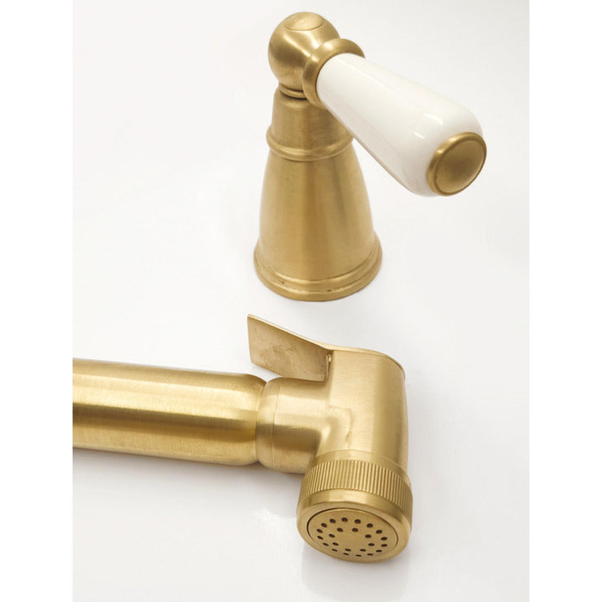 Bidbury & Co. Taynton Independent Pull Out Spray With Porcelain Lever Handle Old English Brass 57865870 1