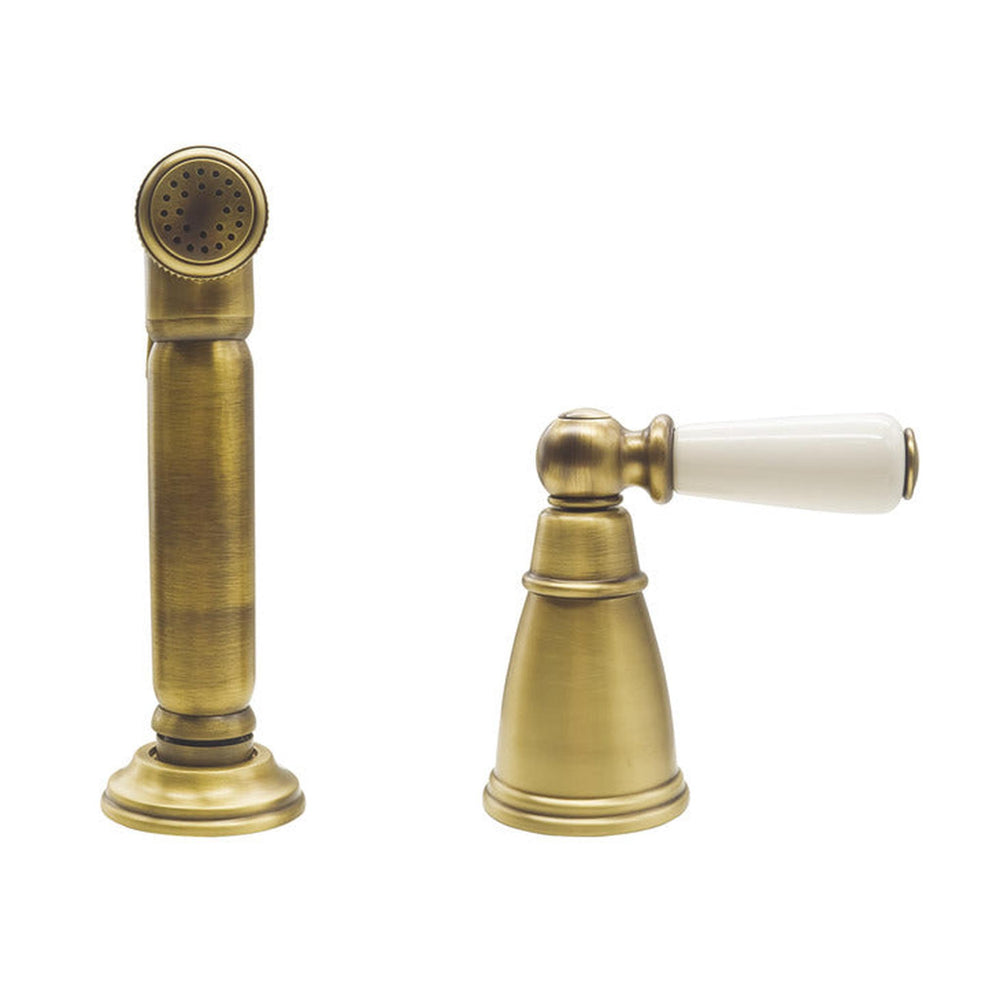 Bidbury & Co. Taynton Independent Pull Out Spray With Porcelain Lever Handle Patinated Brass 57865670
 