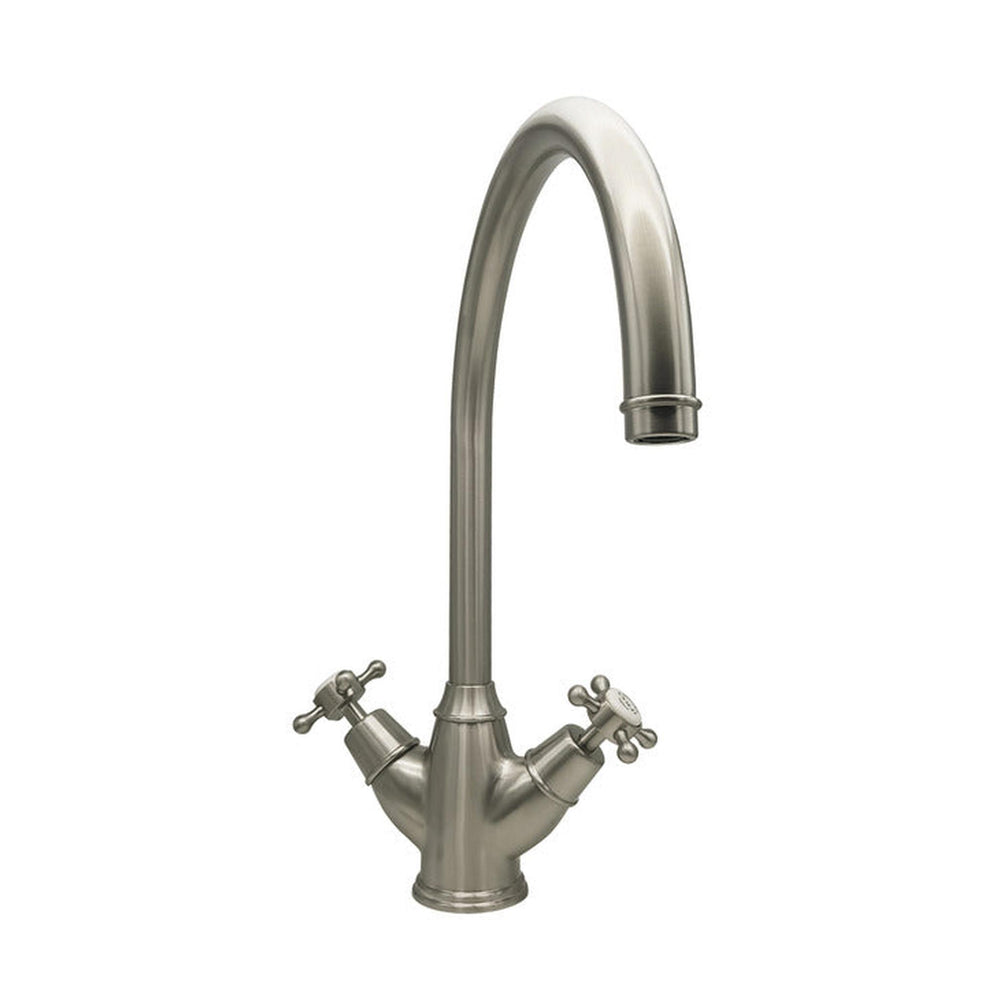 Bidbury & Co. Yorkley C-spout Crosshead Handles With Dual Lever Mixer Tap Pewter 57865550