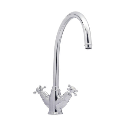 Bidbury & Co. Yorkley C-spout Crosshead Handles With Dual Lever Mixer Tap Polished Chrome 57865250