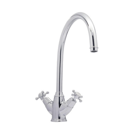 Bidbury & Co. Yorkley C-spout Crosshead Handles With Dual Lever Mixer Tap Polished Chrome 57865250
