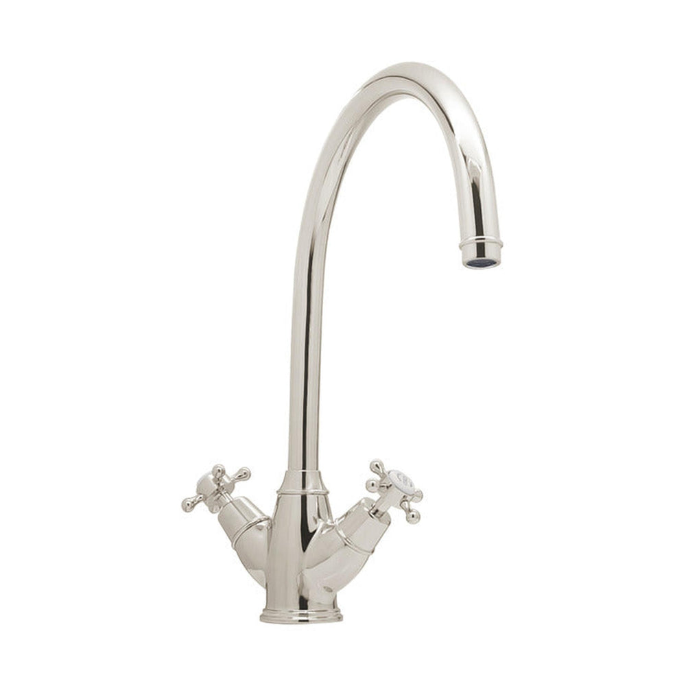 Bidbury & Co. Yorkley C-spout Crosshead Handles With Dual Lever Mixer Tap Polished Nickel 57865750