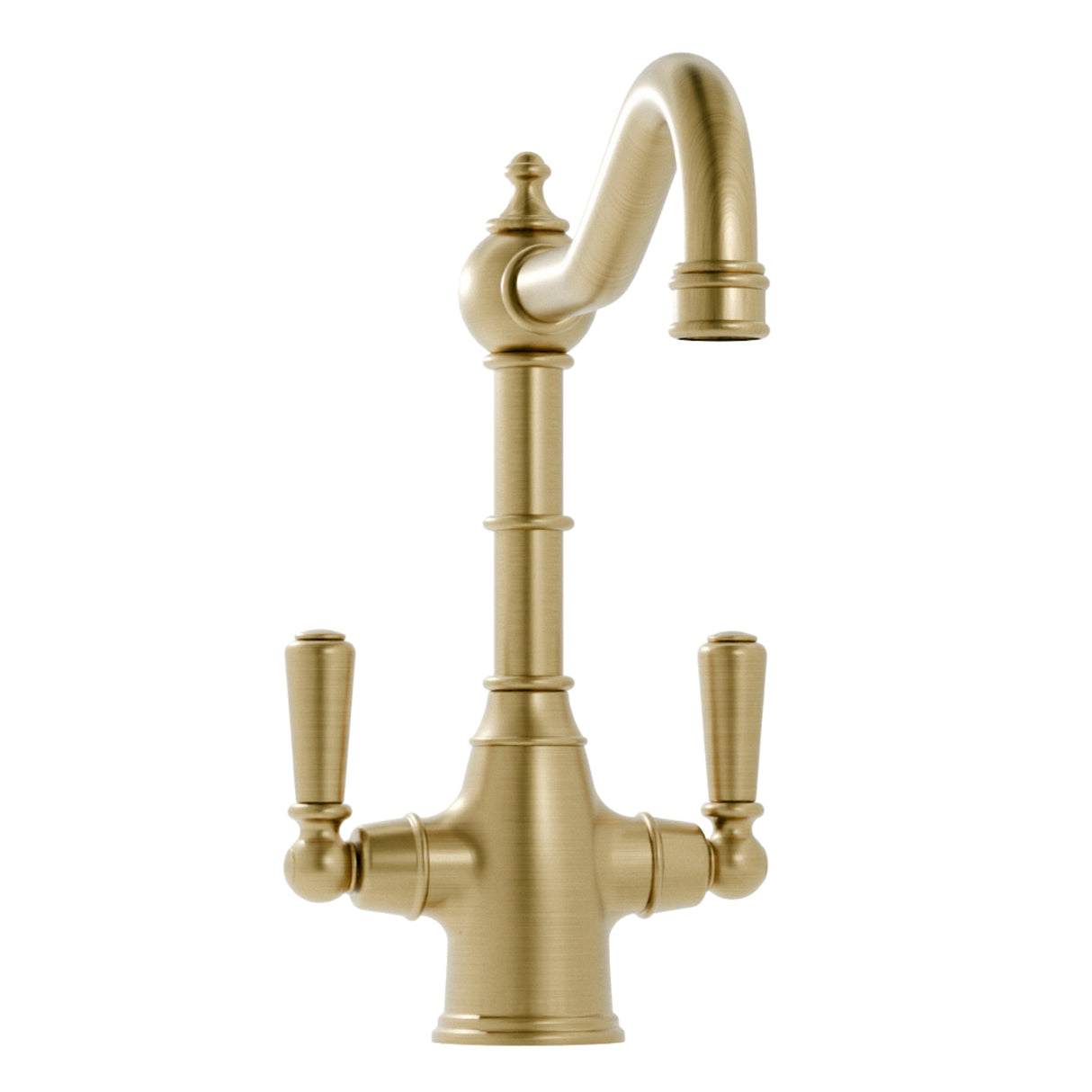 Bidbury & Co Bickton Monobloc Kitchen Mixer Tap with Twin Lever Metal Handles in Old English Brass