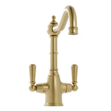 Bidbury & Co Bickton Monobloc Kitchen Mixer Tap with Twin Lever Metal Handles in Old English Brass
