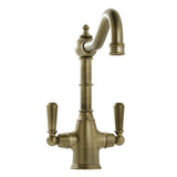 Bidbury & Co Bickton Monobloc Kitchen Mixer Tap with Twin Lever Metal Handles in Patinated Brass