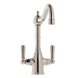 Bidbury & Co Bickton Monobloc Kitchen Mixer Tap with Twin Lever Metal Handles in Polished Nickel
