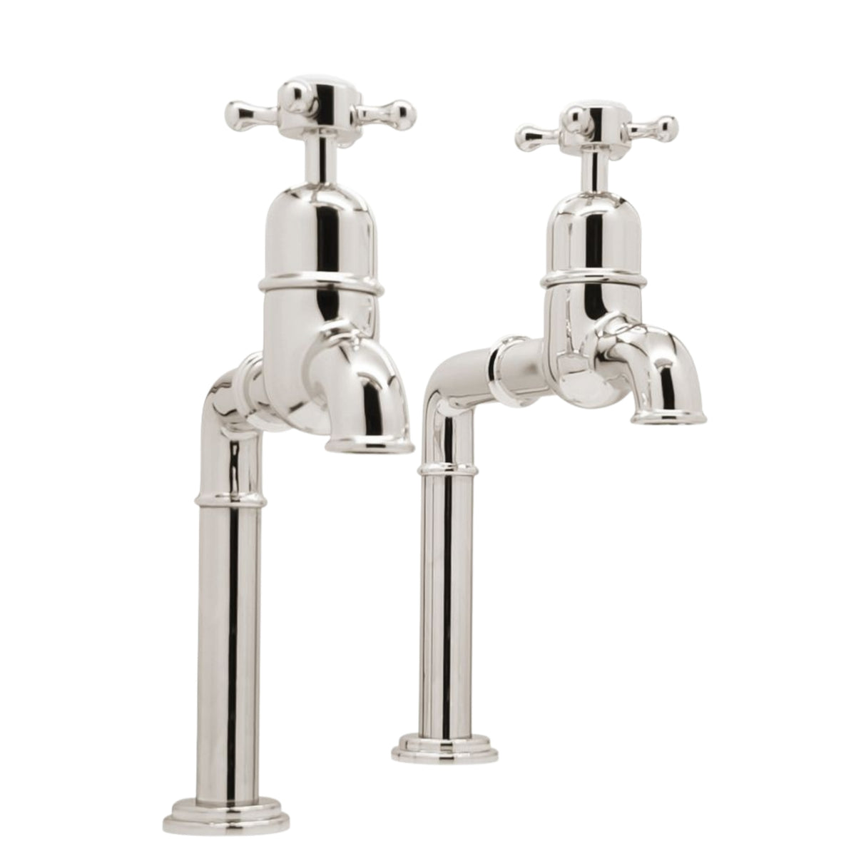 Bidbury & Co Caswell Bibcock Taps with Crosshead Handles in Polished Nickel