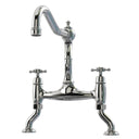 Bidbury & Co Fairford Country Style Spout Traditional Bridge Tap with Crosshead Handles in Chrome