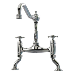 Bidbury & Co Fairford Country Style Spout Traditional Bridge Tap with Crosshead Handles in Chrome