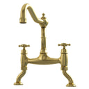 Bidbury & Co Fairford Country Style Spout Traditional Bridge Tap with Crosshead Handles in Old English Brass