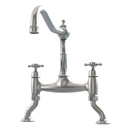 Bidbury & Co Fairford Country Style Spout Traditional Bridge Tap with Crosshead Handles in Pewter