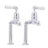Bidbury & Co Hanford Bibcock Taps with Porcelain Handles in Polished Chrome