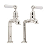 Bidbury & Co Hanford Bibcock Taps with Porcelain Handles in Polished Nickel