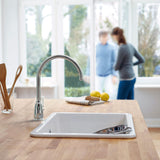 Bidbury & Co. Malvern Kitchen Mixer Tap with White Tipped Lever Handle & Elegant Sweeping Spout