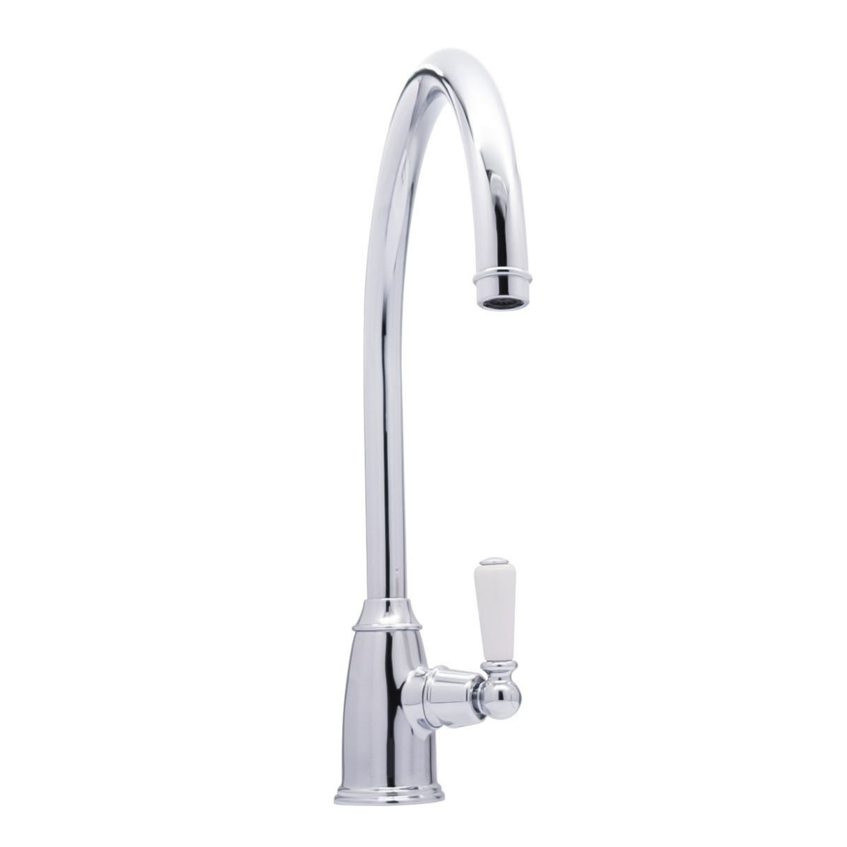 Bidbury & Co Malvern C-Spout  Porcelain Handles Mixer Tap With Single Lever in Chrome