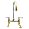 Bidbury & Co. Moreton C-Spout Traditional Bridge Tap with Porcelain Handles Old English Brass