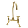 Bidbury & Co Sherbourne C-Spout Crosshead Handles Traditional Bridge Tap in Old English Brass