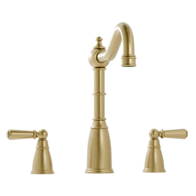 Bidbury & Co Sherston Kitchen Mixer Tap with Ornate Lever Handles in Old English Brass