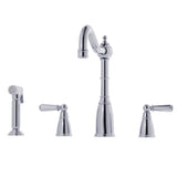 Bidbury & Co Stockwell Country Style Spout 4-Hole Mixer Tap with Metal Lever Handles and Pull Out Spray in Chrome