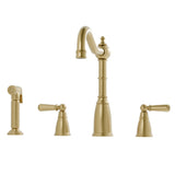 Bidbury & Co Stockwell Country Style Spout 4-Hole Mixer Tap with Metal Lever Handles and Pull Out Spray in Old English Brass