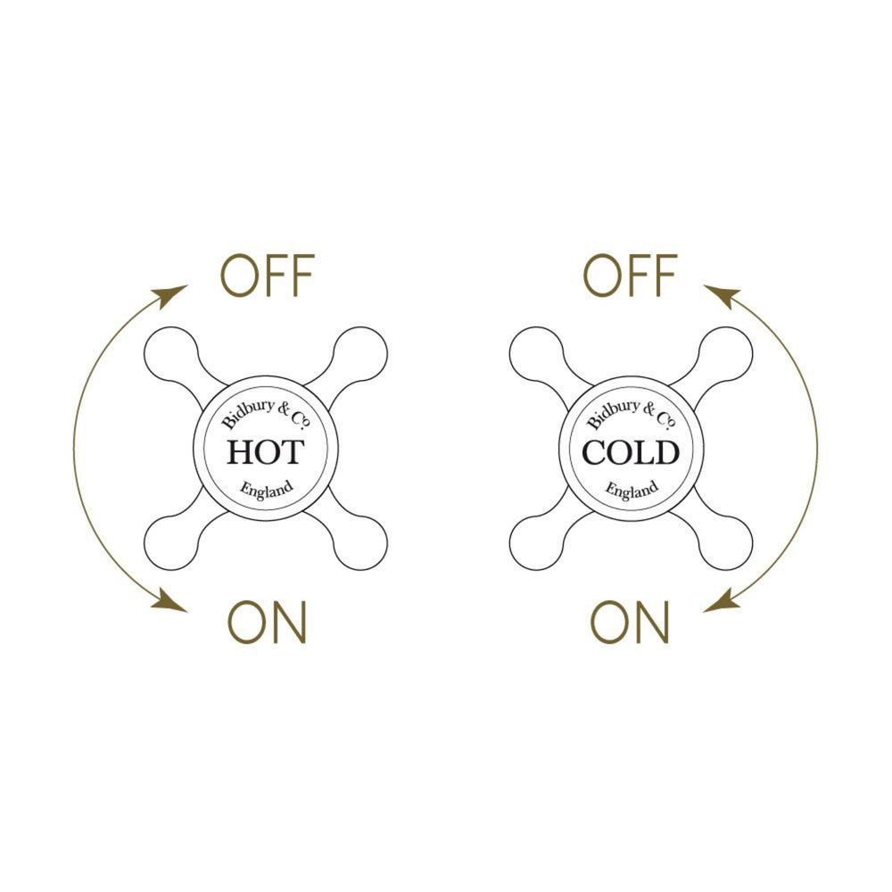 Bidbury & Co Warwick Dual Lever Monobloc Tap with Crosshead Handles Directions