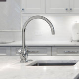 Bidbury & Co. Yorkley C-Spout Kitchen Mixer Tap with Crosshead Handles & Charming Traditional Aesthetic