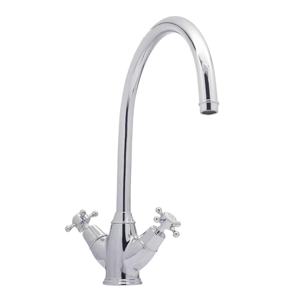 Bidbury & Co Yorkley C-Spout Crosshead Handles with Dual Lever Mixer Tap in Chrome