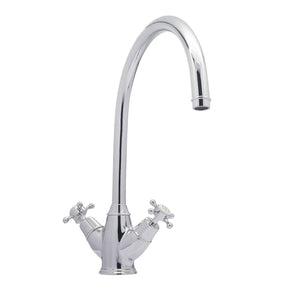 Bidbury & Co Yorkley C-Spout Crosshead Handles with Dual Lever Mixer Tap in Chrome