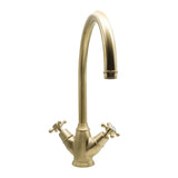 Bidbury & Co Yorkley C-Spout Crosshead Handles with Dual Lever Mixer Tap in Old English Brass