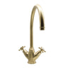 Bidbury & Co Yorkley C-Spout Crosshead Handles with Dual Lever Mixer Tap in Old English Brass