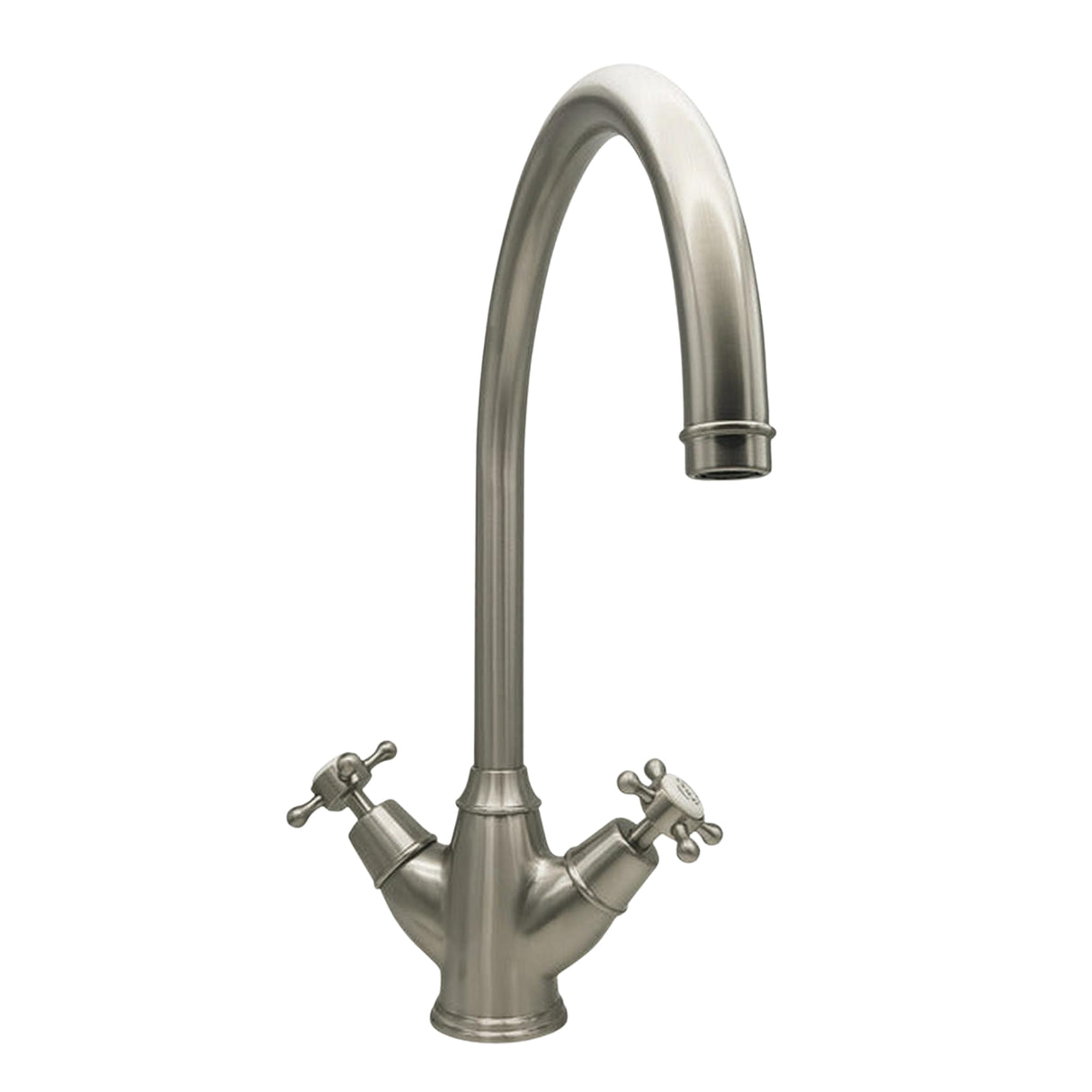 Bidbury & Co Yorkley C-Spout Crosshead Handles with Dual Lever Mixer Tap in Pewter