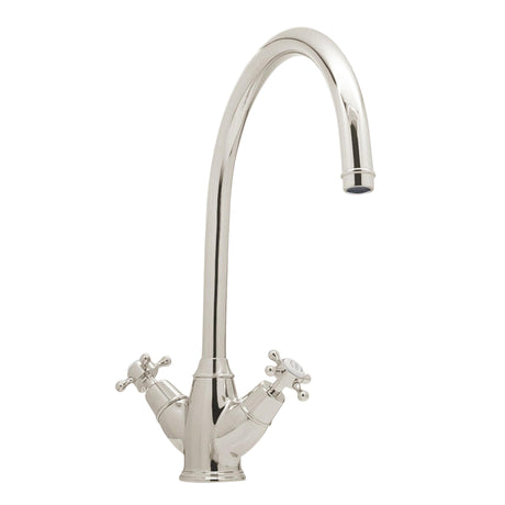 Bidbury & Co Yorkley C-Spout Crosshead Handles with Dual Lever Mixer Tap in Polished Nickel