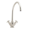 Bidbury & Co Yorkley C-Spout Crosshead Handles with Dual Lever Mixer Tap in Polished Nickel
