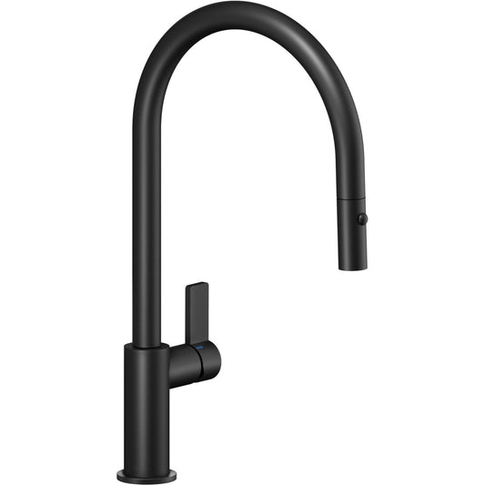 Nobili Flag J Pull-Out Spout Kitchen Tap in Matt Black-The Tap Collection
