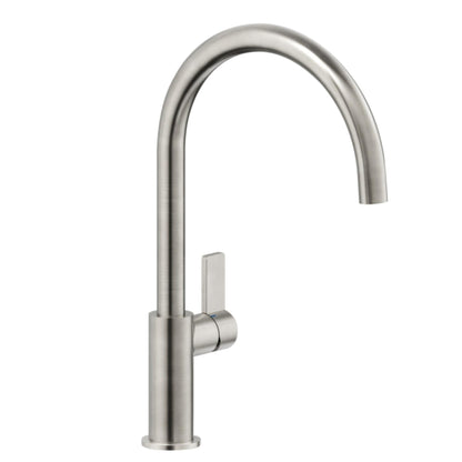 Nobili Flag J Spout Kitchen Tap in Brushed Stainless Steel-The Tap Collection